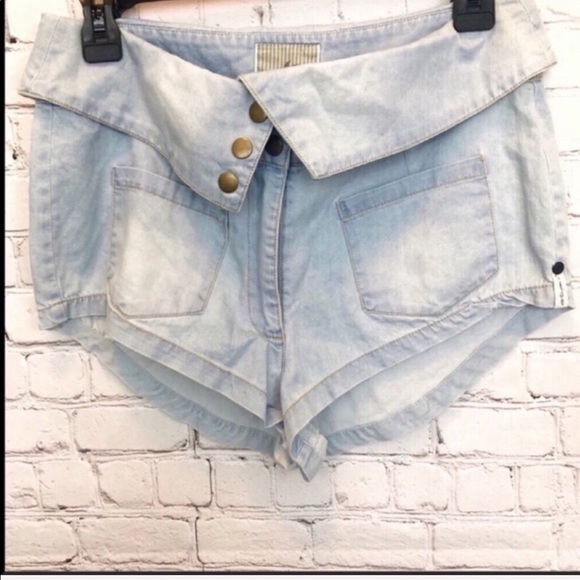 ONE TEASPOON   /Chambray Bobby Shorts - Picture 2 of 5